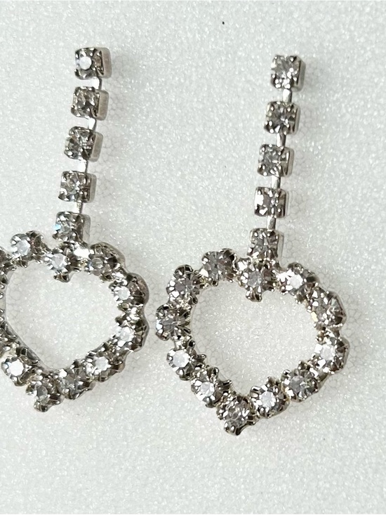 Jewelry - Austrian Crystal Heart Drop Earrings - Silver Tone